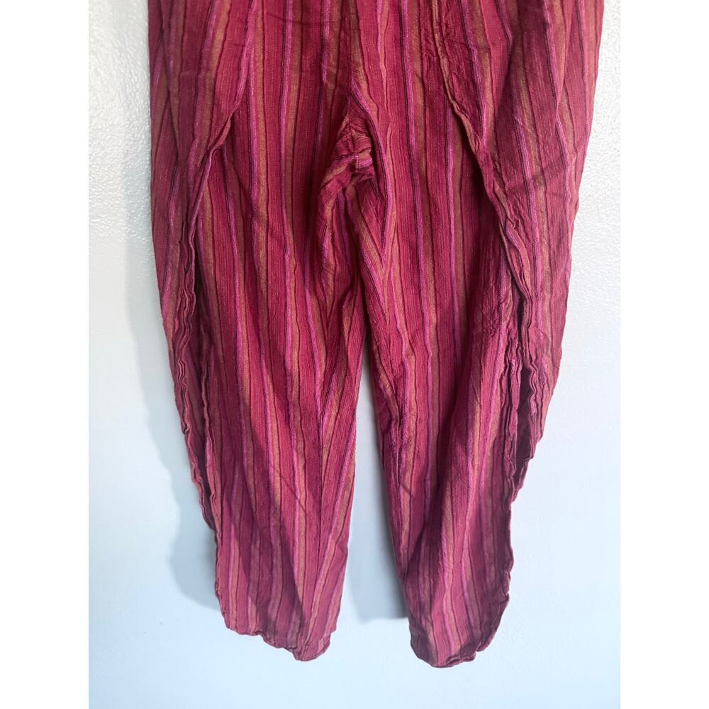 DREW Anthro red magenta split leg striped linen Emerson strapless jumpsuit - Picture 7 of 9
